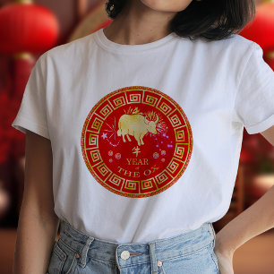 Chinese Zodiac Ox Red/Gold ID542 T-Shirt