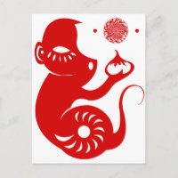 CHINESE ZODIAC PAPERCUT MONKEY ILLUSTRATION