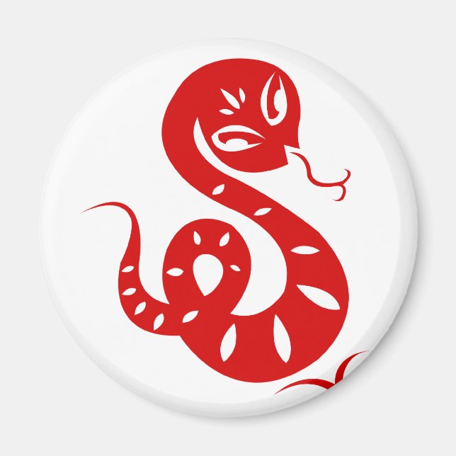 CHINESE ZODIAC PAPERCUT SNAKE ILLUSTRATED SHIRT MAGNET (Front)