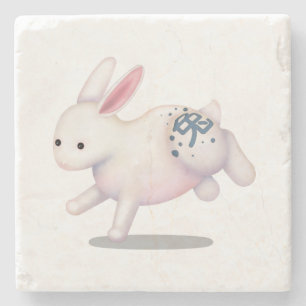 Chinese Zodiac Rabbit Cute Astrology Sign Stone Coaster
