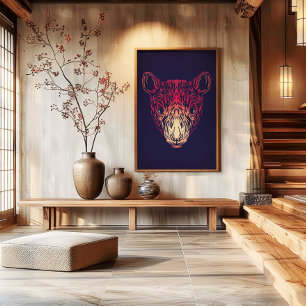 Chinese Zodiac Rat Wall Art Print   Japandi Decor