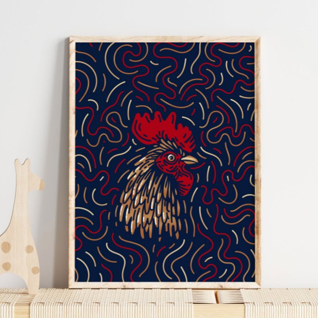 Chinese Zodiac Red Rooster | Zodiac Digital Print (Creator Uploaded)