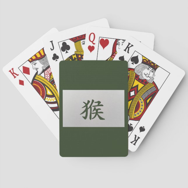 Chinese zodiac sign Monkey green Playing Cards (Back)