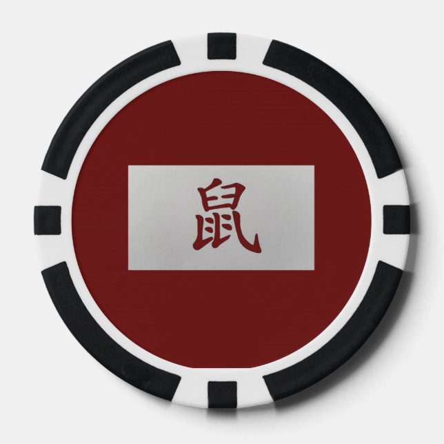 Chinese zodiac sign Rat red Poker Chips (Front)