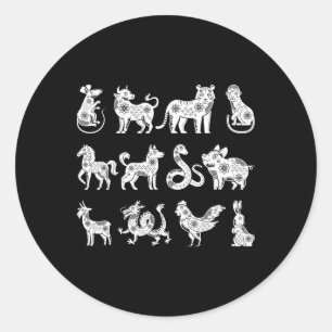 Chinese Zodiac Signs Lunar Chinese New Year Classic Round Sticker