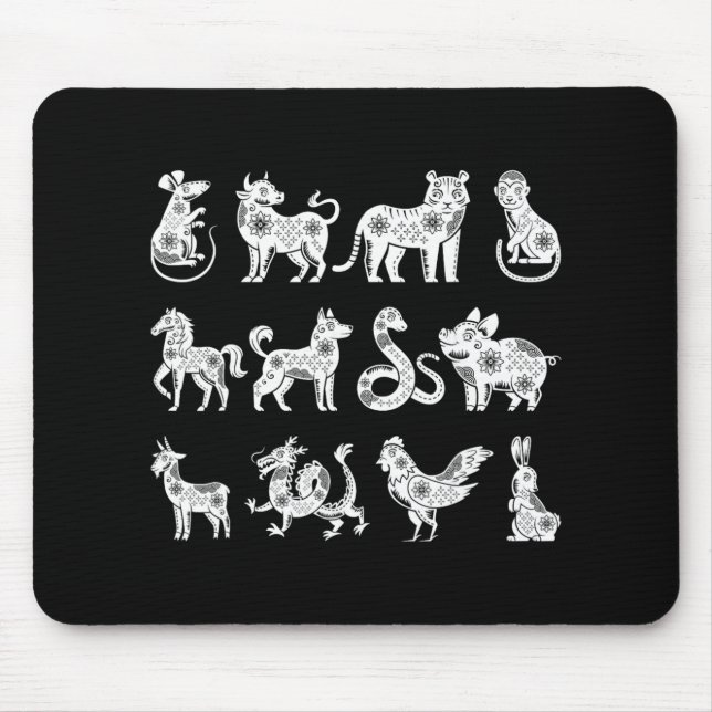 Chinese Zodiac Signs Lunar Chinese New Year  Mouse Pad (Front)