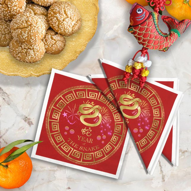 Chinese Zodiac Snake Red/Gold ID542 Napkin (Creator Uploaded)