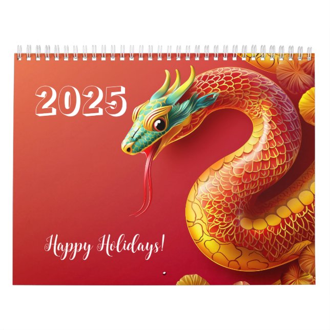 chinese zodiac symbol new year 2025 snake asian st calendar (Cover)