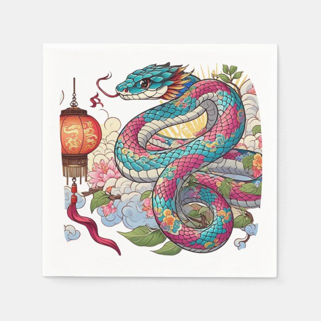 Chinese Zodiac: The Sagacious Snake Napkin (Front)