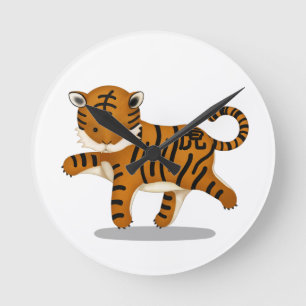Chinese Zodiac Tiger Cute Astrology Sign Round Clock