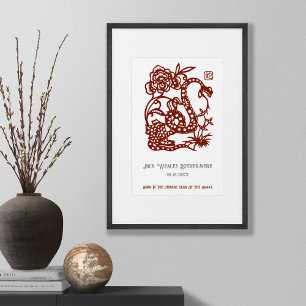 Chinese Zodiac Year Of Snake Birthday Print Gift