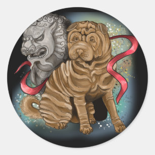 Chinese Zodiac Year of the Dog Classic Round Sticker