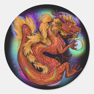 Chinese Zodiac Year of the Dragon Classic Round Sticker