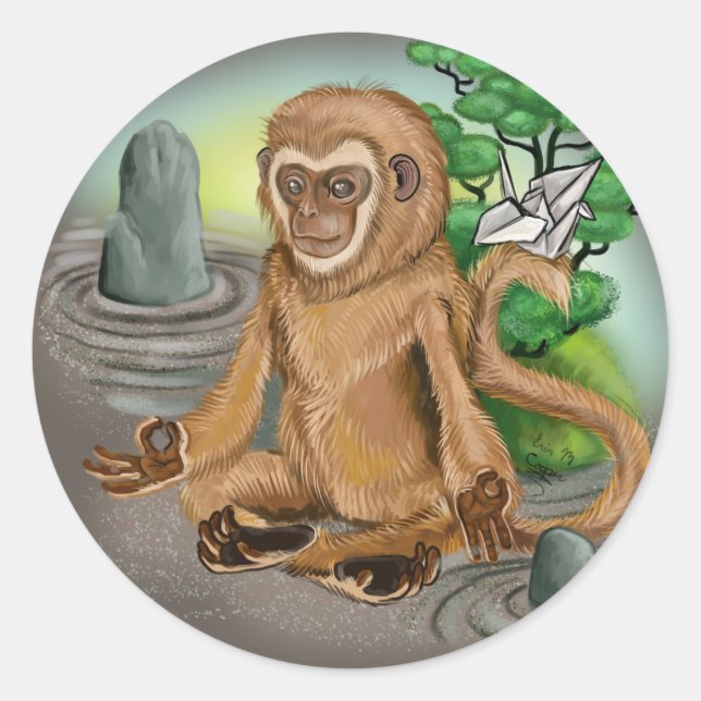 Chinese Zodiac Year of the Monkey Classic Round Sticker (Front)