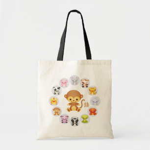 Chinese Zodiac Year of the Monkey Round Tote Bag