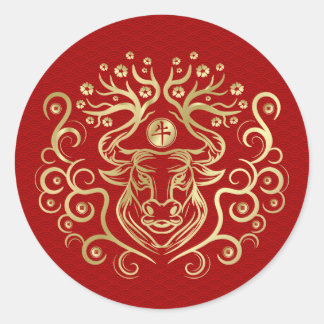 Chinese Zodiac Year of the Ox 2021 Classic Round Sticker