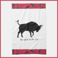Chinese Zodiac Year of the Ox Black and Red