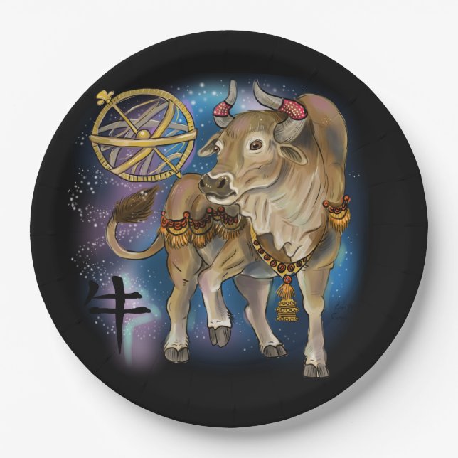 Chinese Zodiac Year of the Ox  Paper Plate (Front)