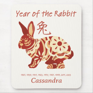 Chinese Zodiac Year Of The Rabbit Animal Sign Mouse Pad