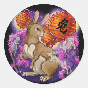 Chinese Zodiac Year of the Rabbit Classic Round Sticker