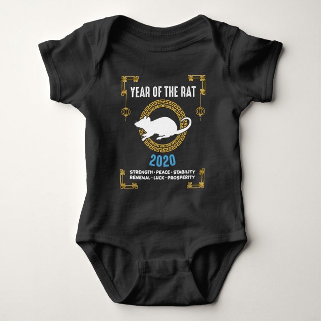 Chinese Zodiac Year of The Rat 2020 Inspirational Baby Bodysuit (Front)