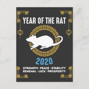Chinese Zodiac Year of The Rat 2020 Inspirational Postcard