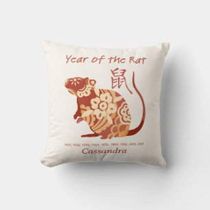 Chinese Zodiac Year Of The Rat Animal Sign Cushion
