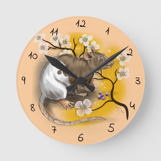 Chinese Zodiac Year of the Rat Round Clock (Front)
