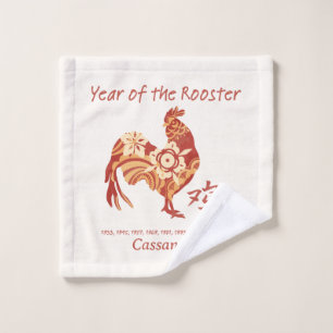 Chinese Zodiac Year Of The Rooster Animal Sign Wash Cloth