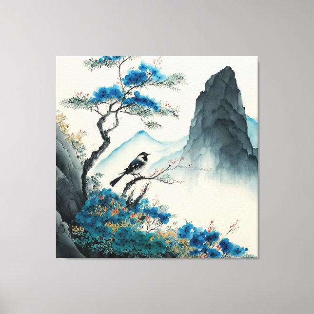 Chineses watercolor brushpainting landscape canvas print (Front)