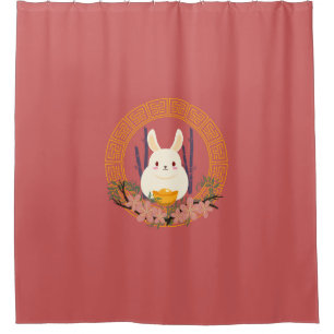 chinesse bunny  shower curtain