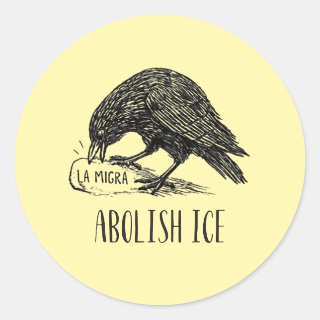 Chinga La Migra – Anti-ICE Protest Crow Classic Round Sticker (Front)