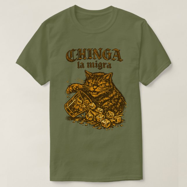  Chinga la migra Cat anti-ICE | Political Protest  T-Shirt (Design Front)