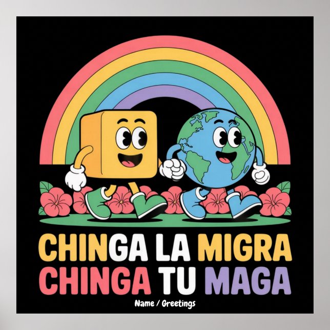 Chinga La Migra Chinga Tu Maga Funny Rainbow Poster (Front)