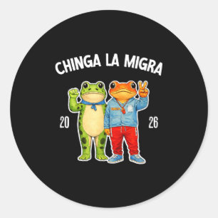 Chinga la migra funny frog protest graphic classic round sticker