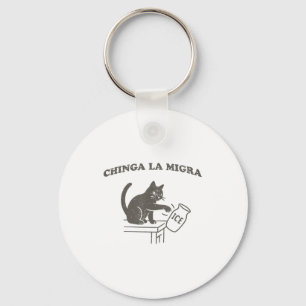 Chinga La Migra Immigration Abolish Ice Funny Cat  Key Ring