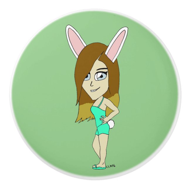 Chini Bunny girl  Ceramic Knob (Front)