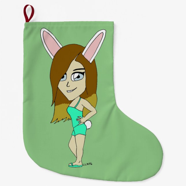 Chini Bunny girl  Large Christmas Stocking (Front)