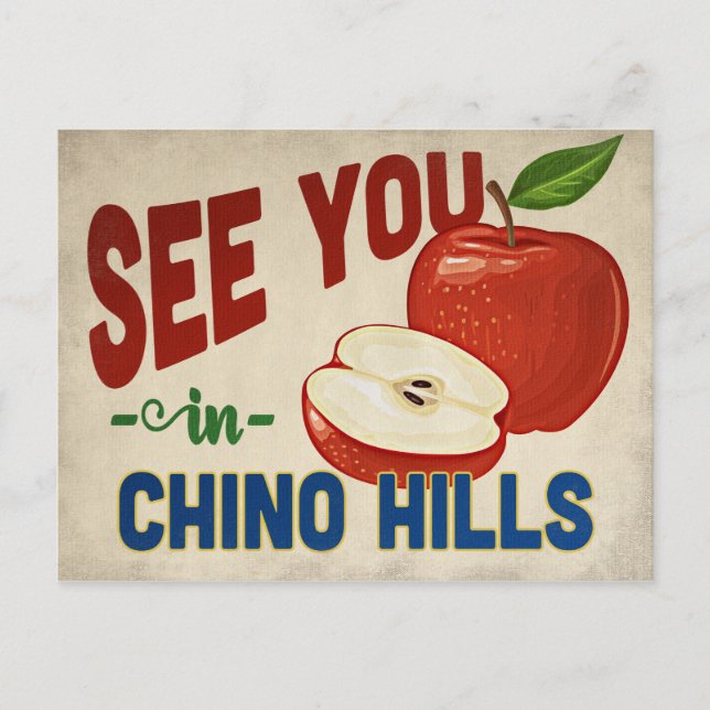 Chino Hills California Apple - Vintage Travel Postcard (Front)
