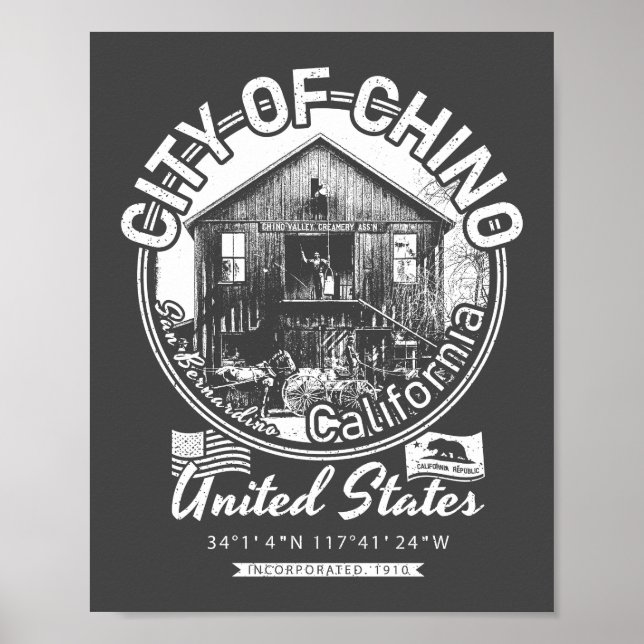 CHINO SAN BERNARDINO CALIFORNIA - CITY OF CHINO CA POSTER (Front)