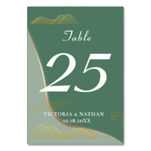 Chinoiserie Abstract Cloud Pattern Gold Line Table Number