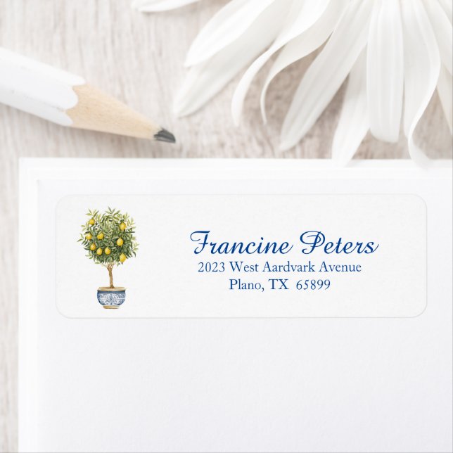 Chinoiserie and Lemons Return Address Label (Insitu)