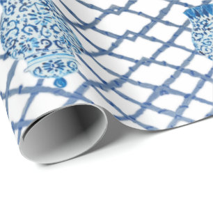 Chinoiserie Bamboo Ginger Jars Wrapping Paper