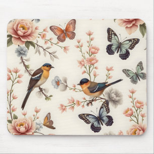 Chinoiserie Bird and Butterfly Harmony Mouse Pad