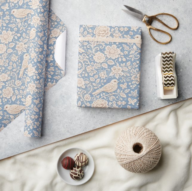 Chinoiserie Bird and Flower Seamless Pattern Wrapping Paper (Crafts)