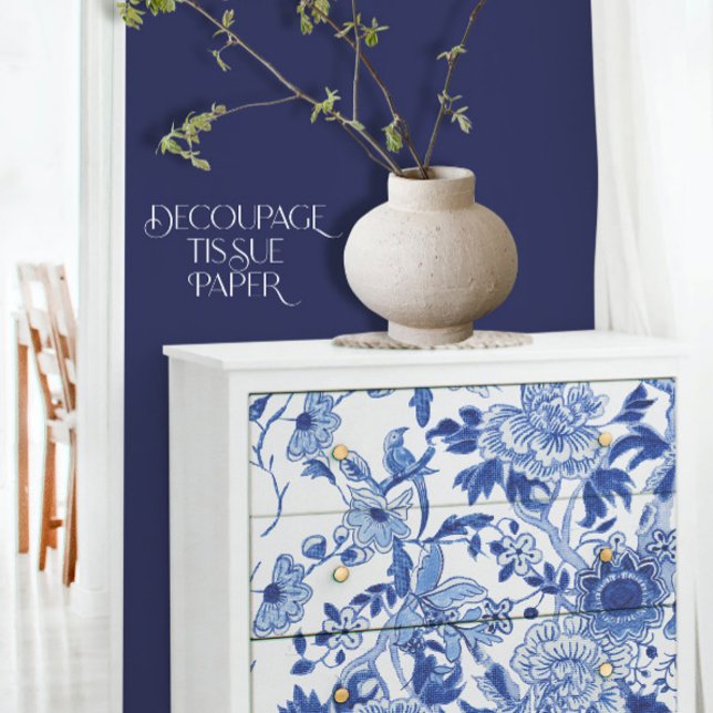 Chinoiserie Bird Floral Blue and White Decoupage Tissue Paper (Creator Uploaded)