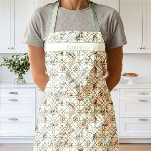Chinoiserie Birds in Trellis Green Apron