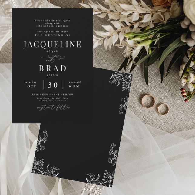 Chinoiserie Black Elegant Both Parents Wedding II Invitation (Creator Uploaded)