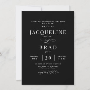 Chinoiserie Black Elegant No Parents Wedding Invitation