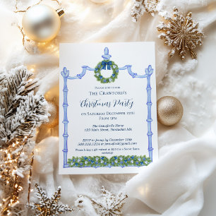 Chinoiserie Blue and White Christmas Invitation